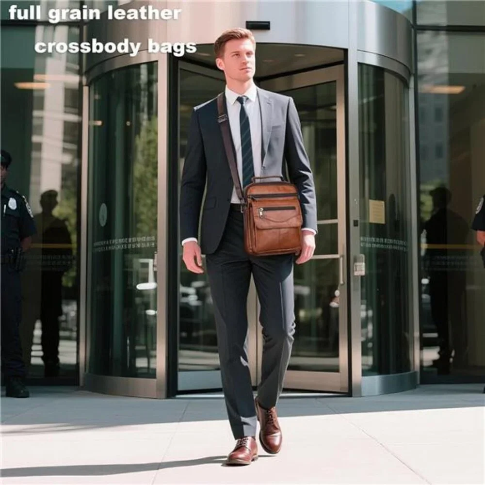 Genuine leather man purse mens crossbody sling bag small messenger